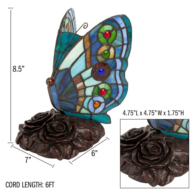 Hasting Home Tiffany Stained-Glass Butterfly Lamp, 3 of 9