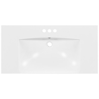Vynxaria 36"L x 18"W White Resin Bathroom Sink Vanity Top 3-Hole Faucet Ready