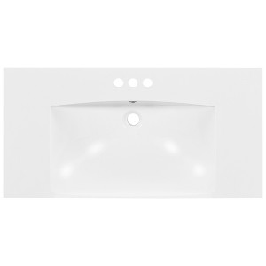 Vynxaria 36"L x 18"W White Resin Bathroom Sink Vanity Top 3-Hole Faucet Ready - 1 of 4
