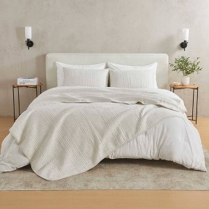 Isla Jade Twin/Twin XL Channel Stitched Jersey Knit Quilt Set Beige - 1 of 4