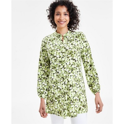 Anne Klein Womens Blouson Knit Blouse, Green, X-Small