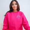 Simply Sage Market Women's Graphic Sweatshirt Embroidered Choose Happy Lightning Smiley Face - 2 of 3
