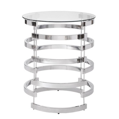 Bianca Contemporary Round Metal Entryway Accent Table Chrome - Inspire Q