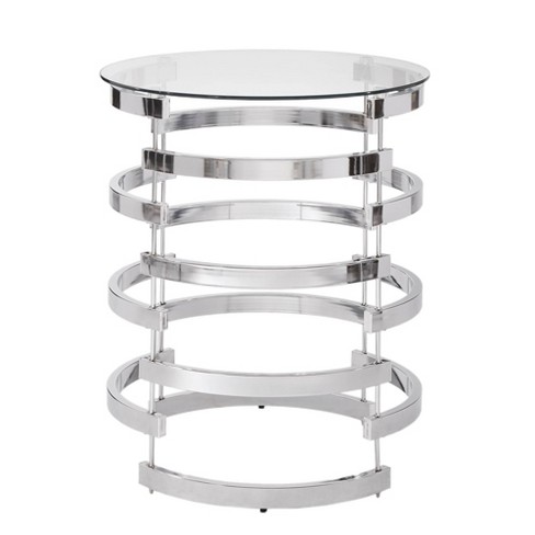 Bianca Contemporary Round Metal Entryway Accent Table Chrome