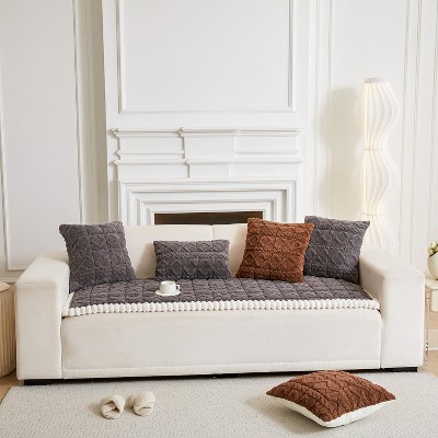Acoinel Tufted Plush Sofa Cover with Non-Slip Backing for Pet,Gray