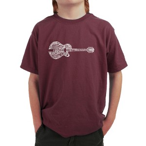 LA Pop Art Boy's Word Art T-shirt - Country Guitar Maroon Medium - 1 of 4