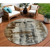 Taupe And Ivory Abstract Washable Indoor Outdoor Area Rug - 2 of 4
