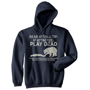 Bear Attack Tip Adult Hoodie Funny Camping Hiking Outdoor Adventure Hooded Sweatshirt - Crazy Dog Hoodie - 1 of 4