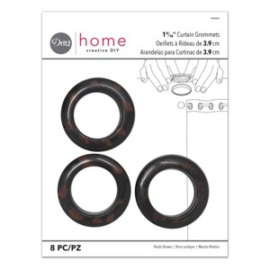 Dritz Set of 8 Home 1-9/16" Round Curtain Grommets Rustic Brown: Plastic Sewing Fasteners, Eyelets, Grommet Kit - 1 of 4
