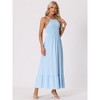 Allegra K Women's Smocked Halter Neck Backless Sleeveless Summer Maxi Dress - 3 of 4