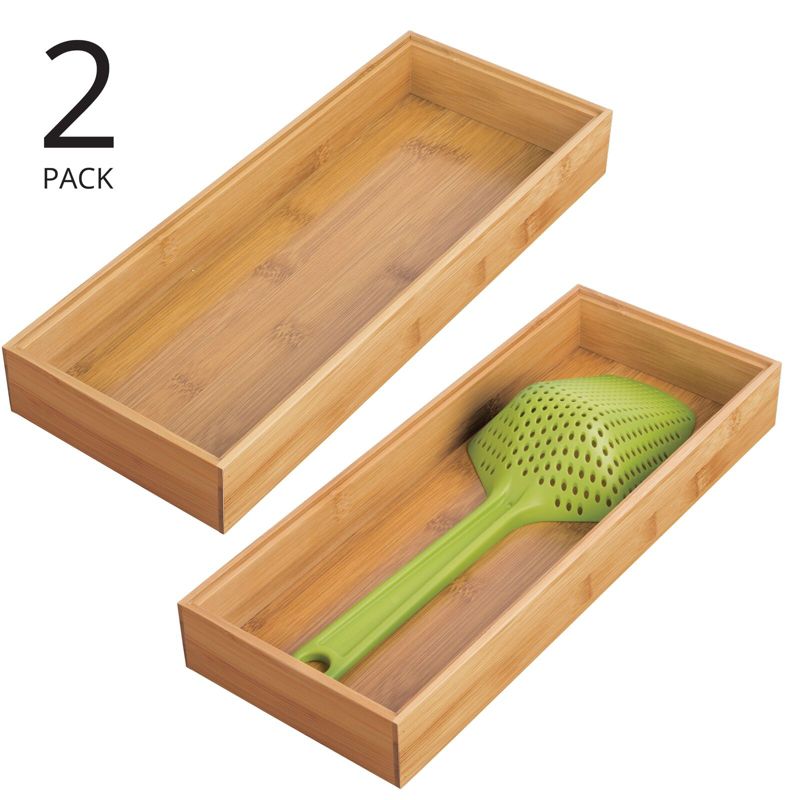 mDesign Stackable Wooden Bamboo Drawer Organizer Tray, 2 of 10
