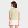 Girls' Lace Trim Short Sleeve Pointelle T-Shirt - art class™ - 2 of 3