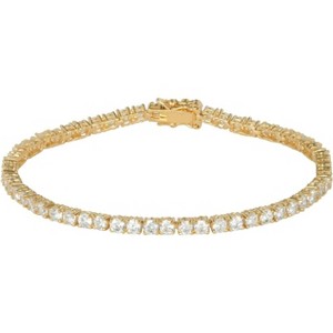 Sterling Silver Plated Tennis Bracelet, Round Cut Cubic Zirconia Stone Jewelry for Women - 1 of 4