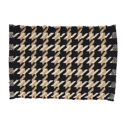 Saro Lifestyle Traditional Houndstooth Placemat (Set of 4), 14"x20", Black