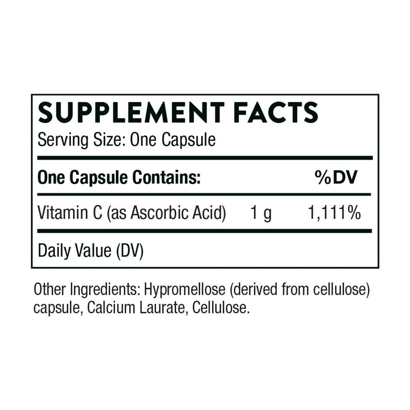 Thorne Ascorbic Acid - 1000 mg Vitamin C Supplement - Supports Healthy Immune Response, Collagen Formation, and Antioxidant Support  - 60 Capsules, 2 of 10