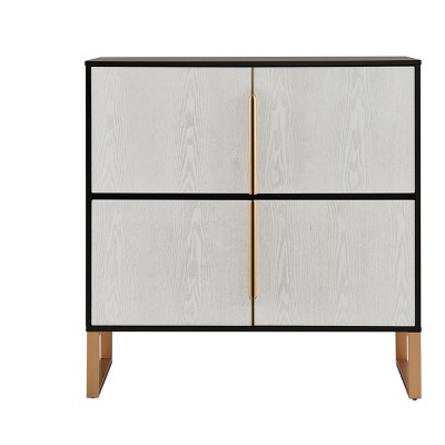 Vynxaria Four-Door Storage Cabinet, 42" Buffet Cabinet with Metal Base Handles, Sideboard Coffee Bar Cabinet for Kitchen, Dining Room, Living Room