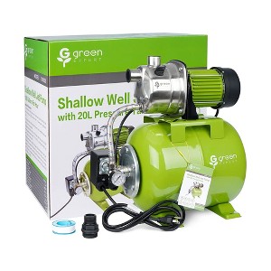 G green EXPERT Steel 3/4 Horsepower Shallow Well Automatic Booster Pump System w/ Pre Charged 20L Pressure Tank System, Max Lifting Height of 100 Feet - 1 of 4