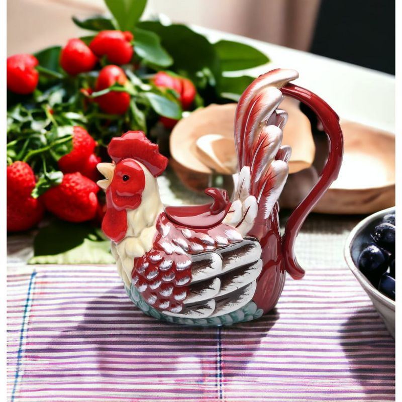Kevins Gift Shoppe Ceramic Red Rooster Teapot, 2 of 4