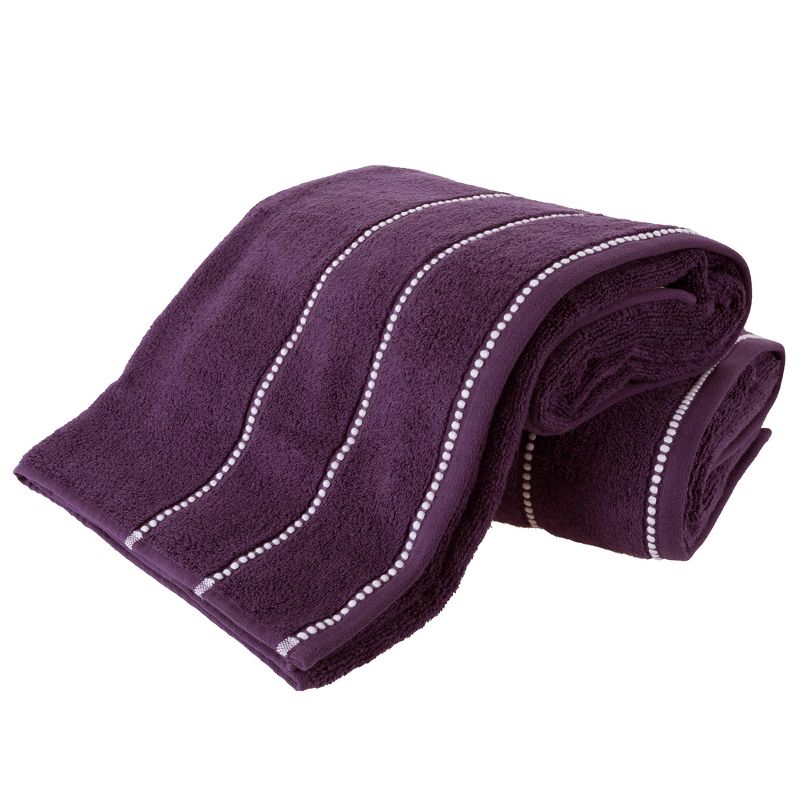 Luxury Cotton Towel Set- 2 Piece Bath Sheet Set Made From 100% Zero Twist Cotton- Quick Dry, Soft and Absorbent By Hastings Home (Eggplant / White), 2 of 6