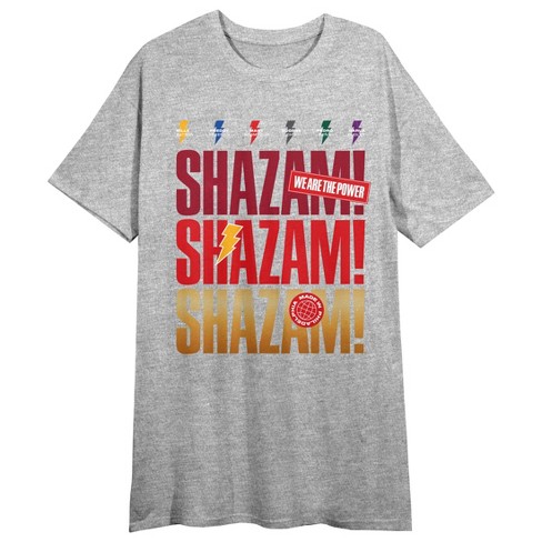 Shazam 2 Fury Of The Gods Shazam Repeat Text Crew Neck Short Sleeve Athletic Heather Women's Night Shirt - image 1 of 2