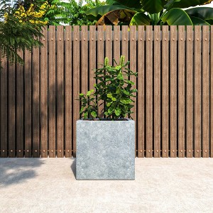 LeisureMod Fern Fiberstone Square Planter Pot for Indoor and Outdoor Use - 1 of 4