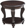 LIVAREEmlen 22'' Two Tone Round End Table,Solid Wood Sofa Side Table with Shelf,Living Room Corner Table Easy Assemble, Espresso - 4 of 4