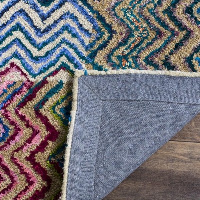 Multicolor Hand-Tufted Wool and Synthetic Square Rug, 4' x 4'