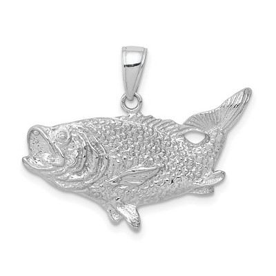 Black Bow Jewelry 14k White Gold Largemouth Bass Pendant