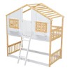 NicBex Twin over Twin Bunk Bed House Shape Wooden Bed Frame with Windows, Inclined Ladder and Full Length Guardrail, No Box Spring Required - 3 of 4
