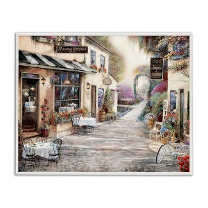 Stupell Industries Traditional Village City Architecture Charming Bistro Scene Framed Giclee Art, White, 30" x 24" - 1 of 4
