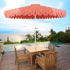 JONATHAN Y Tracy 9 ft. Classic MidCentury Scalloped Fringe Market Patio Umbrella with Auto-Tilt, Crank, Wind Vent and UV Protection - 2 of 4