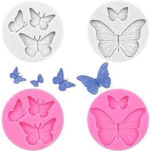 JDICTION 4-Piece Butterfly Silicone Mold Set for Resin Epoxy, Soap, Chocolate, and Fondant Cake Decorating - 1 of 4