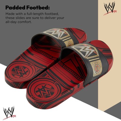 WWE Championship Red and Black Slide Sandals WWE - Brandclub - WWE Mens Championship Belt Slides - John  main image 3