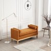 TiramisuBest 53.5" Upholstered Bench with Wood Legs & Bolster Pillows – Elegant Ottoman for End of Bed, Bedroom, Living Room, Entryway (Black) - 3 of 4