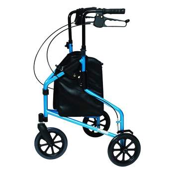 Lumex Set N' Go Wide 2-In-1 Height Adjustable Rollator Walker with Padded Seat, Backrest, Ergonomic Handles, and Zippered Pouch, Bondi Blue