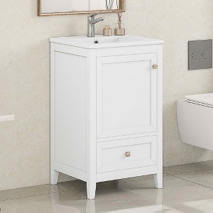 MAYEERTY 36" Medicine Cabinet Wall Mount Bathroom Storage with Mirror 3 Doors - 1 of 4