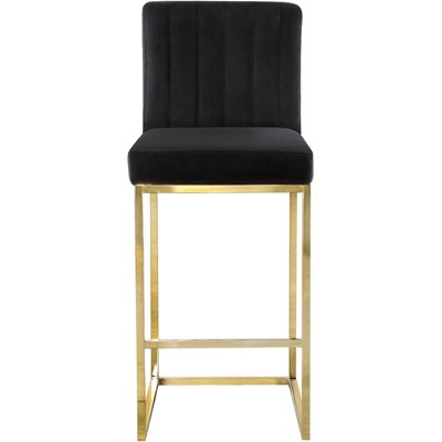 Luxurious 26" Black Velvet Counter Stool with Gold Metal Frame