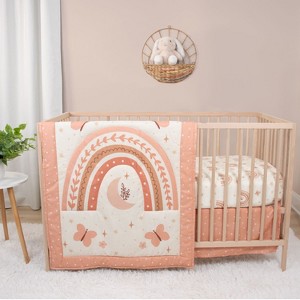 The Peanutshell Boho Rainbow Crib Bedding Set and Stuffie Plush Toy - 4 Piece Set - 1 of 4