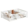 CAVINAS Full Size Wood Montessori Bed with Fence and Door,Modern Floor Bed with Slats,Toddler Bed for Bedroom - 4 of 4
