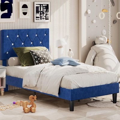 VECELO Queen/Full/Twin Upholstered Platform Bed Frame with Button Tufted Adjustable Headboard