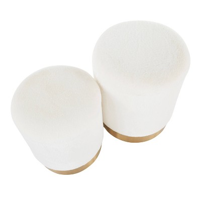 Marla White Velvet and Gold Nesting Ottomans Set of 2