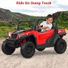 24V 4WD Electric Ride On Dump Truck with Motorized Dump Bed, Remote Control, LED Lights, Music, Two Seater - 4 of 4