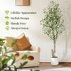 Tall Faux Olive Tree，5/6/7ft（60/72/84in） Tall Faux Olive Tree with White Planter and Green Fake Moss , 1 o r 2 Pack - 4 of 4