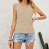 Womens Summer Sleeveless Knit Tops Ribbed V Neck Pullover Sweater Tank Tops Crochet Lightweight Sweater Vest Pointelle Knit Sweater Tops - 4 of 4