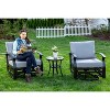 ALAULM 3 Piece Patio Outdoor Aluminum Metal Swivel Rocking Chairs with 1 Coffee Table - 3 of 4