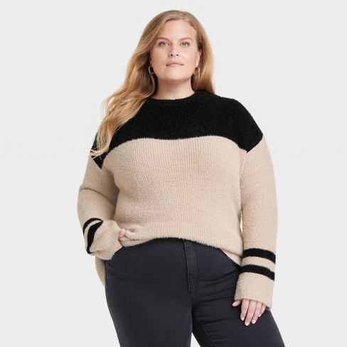 Women's Crewneck Feathered Pullover Sweater - Knox Rose™ Black L : Target