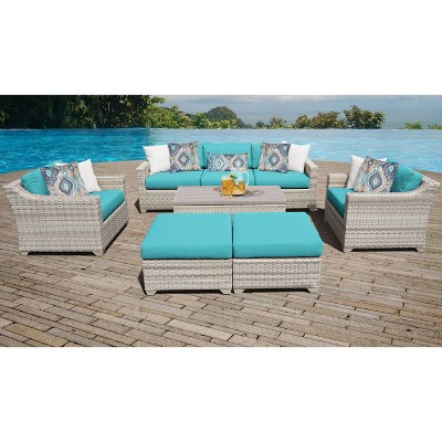 Fairmont 8pc Patio Sectional Seating Set with Club Chairs & Cushions - Aruba - TK Classics