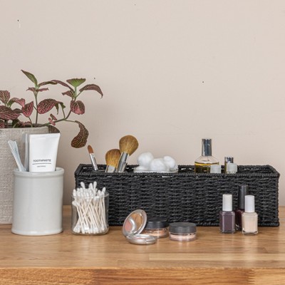 Black Handwoven Paper Rope Rectangular Storage Basket