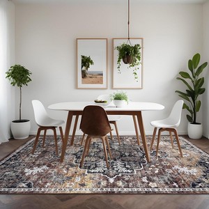 Nasitip 9'x12' Ultra-Thin Washable Runner Rug,Non-Slip Non-Shedding Stain Resistant Oriental Mat(Brown Red) - 1 of 4