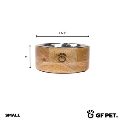 Small Mango Wood Elevated Dog Bowl with Stainless Steel Insert